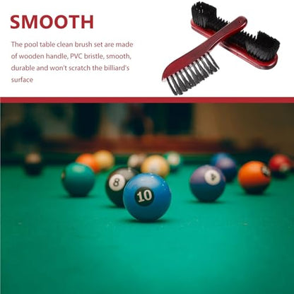 2pcs Pool Table Brush Set Wooden Handle PVC Bristle Non-Scratch Cleaning Tool for Billiard Surface Rail Dust Removal for Pool Tables and Cabinets