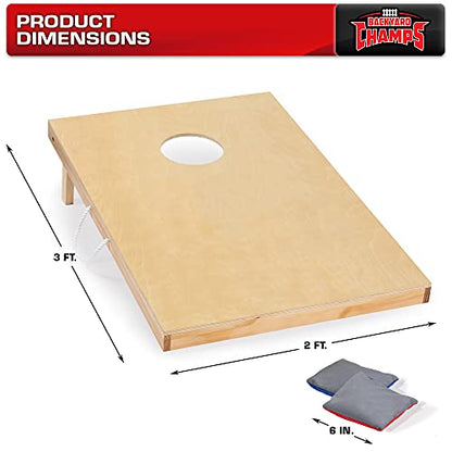 Backyard Champs Wood Cornhole Sets - Bean Bag Toss with 2 Cornhole Boards and 8 Bean Bags'