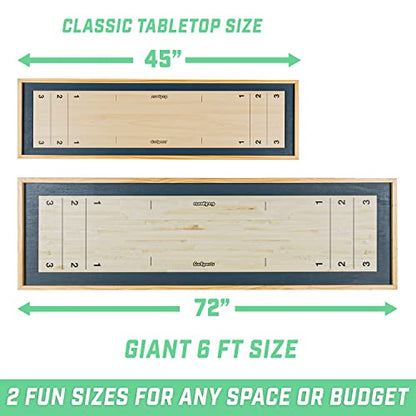 GoSports 6 ft Tabletop Shuffleboard and Curling 2 in 1 Game with 8 Pucks and Tote Bag
