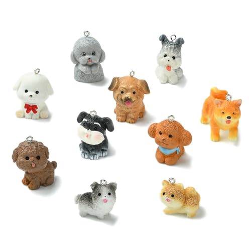 Stiesy 20 Pcs Dog Charms Resin 3D Animal Charm Cute Pet Doggy Dangle Charms for Jewelry Making Bracelet Crafting - color: Dog-20pcs--20 style