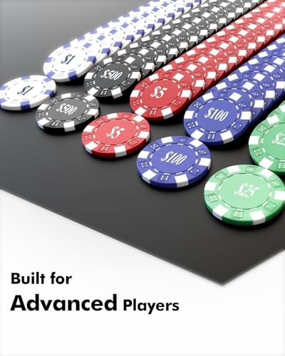HEITOK 600pc Poker Chip Set 11.5g Iron Core Denominations Texas Holdem | 2-16 players, numbered values 1/5/25/100/500, aluminum case, cards, dice, dealer/small/big blind buttons, Blackjack - size: 600 numbered chips set