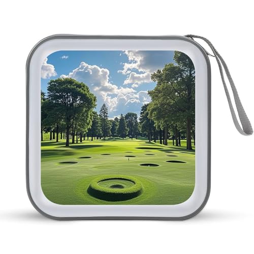Golf Course CD Case 40 Discs Heavy Duty Bag Binder Storage Booklet Album Portable DVD CD Case Holder for Car Sturdy Hard Plastic Disc Cases for Home Office Travel