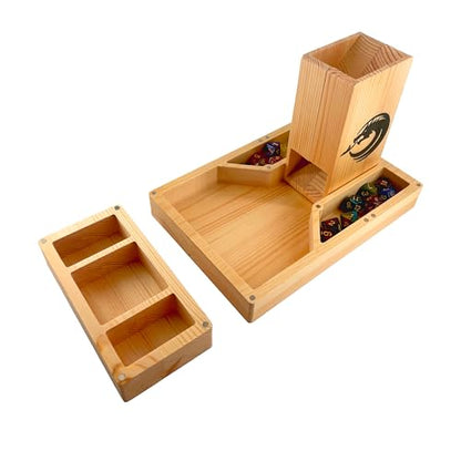Wooden Dice Tower DND Dice Roller with Tray Portable Magnetic Die Roller Castle for Dungeons and Dragons, Board Game, D&D Tabletop Game and RPG Games