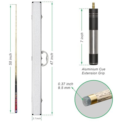 HomeSeason 57inch Snooker Cue Stick 18oz 3/4 Jointed Pool Cue, with Extension, Cue Case, Durable Ash Wood and Red Maple Construction Billiards Cue - color: HSS05