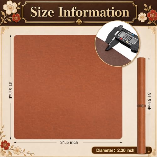 Drydiet Vegan Leather Mahjong Game Mat 31.5 x 31.5 Inch Reversible Anti Slip Noise Reducing Waterproof Mahjong Mat for Table, Poker, Board Games, Dominoes and Card Game(Brown and Coffee) - color: Brown and Coffee