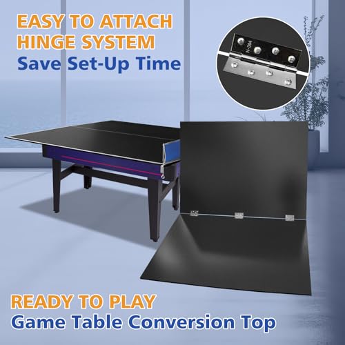 IUNNDS Table Tennis Table Topper for Billiard Table, 6FT Foldable Ping Pong Table Top for Pool Table, Table Tennis Conversion Top w/Net