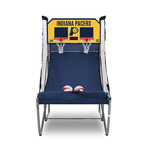 Pop-A-Shot - Home Dual Shot Arcade Basketball Game with NBA Graphics l Sensor Scoring l 16 Game Modes l 7 Balls l Foldable Storage l for All NBA Fans - style: Indiana Pacers
