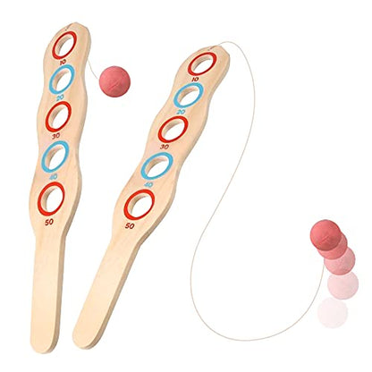 ArtCreativity Wooden Flip Paddle Game, Set of 2, Wood Paddle Toy with Red Ball on String, Outdoor Toys for Boys and Girls, Beach and Backyard Games for Kids and Adults, Great Gift Idea - size: 12.33 inches tall