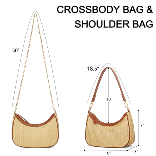 KKXIU Shoulder Bag for Women Cute Hobo Purses and Handbags Retro Clutch Underarm Purse | Cute - color: Khaki