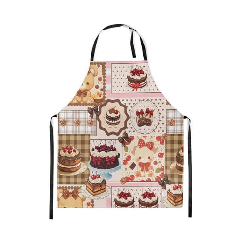 Castle Fairy Cute Rabbit Deer Kitchen Apron - color: Bear Cake Brown