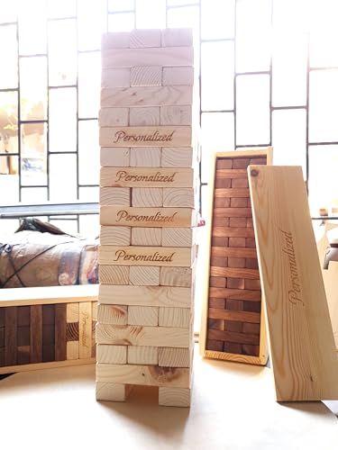 Personalized Giant Tumbling Timbers/Stacking Blocks Game with Wooden Box/Size 4.7inch (12cm)