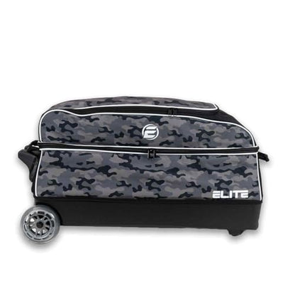 ELITE Basic Triple Roller Black Bowling Bag - 3 Ball Roller, Fits 2 Pairs of Size 15 Shoes, Air Travel-Friendly - color: Grey Camo