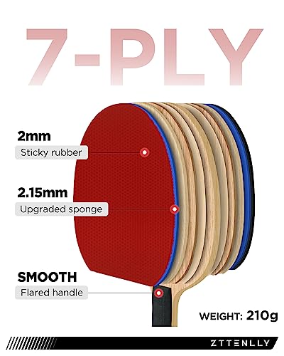 Ping Pong Paddle with Carbon Technology | Performance-Series,7-ply Finest Blade, Expert Speed/Edge/Balance, Thicker Protector Case | Table Tennis Racket for Professional - color: 1-Pack, style: Balance