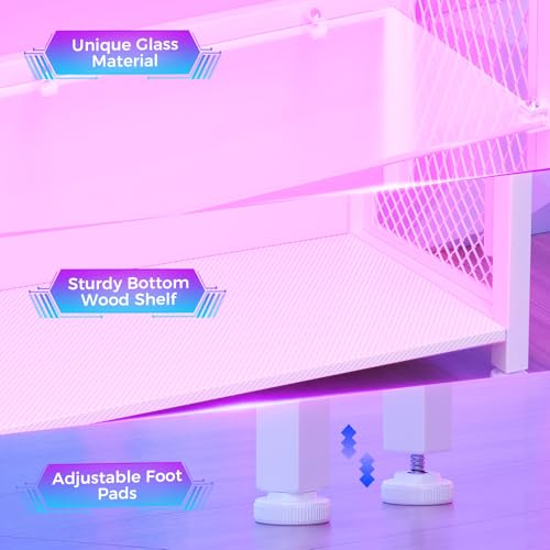 AODK Display Case with LED Lights, Display Cabinet with Glass Storage Shelves, 4-Tier Curio Cabinet for Collectibles with Open Shelf, White Book Shelf - color: White