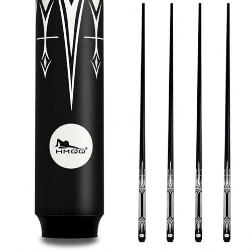 HMQQ 58" One Piece Fiberglass Pool Cue Stick Set of 4, 21oz Warp-Resistant Billiard Cues with Leather Tip, Premium Matte Finish Bar Pool Sticks for House Use, Red & White - color: White
