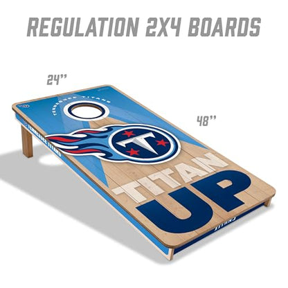 YouTheFan NFL 2' x 4' Slogan Series Professional Wood Cornhole Game with Logo Bags - color: Tennessee Titans