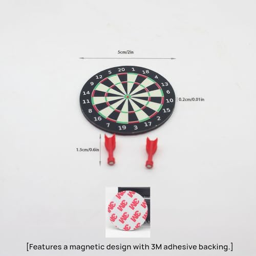 Miniature Magnetic Dartboard Sets (2 Pack): Includes 2 Boards & 4 Darts for Dollhouse Game Room, Bar Scene Decor, Adult Collector Fun