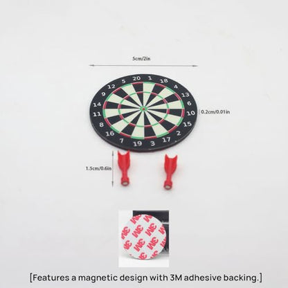 Miniature Magnetic Dartboard Sets (2 Pack): Includes 2 Boards & 4 Darts for Dollhouse Game Room, Bar Scene Decor, Adult Collector Fun