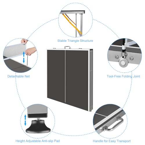 KEIKI Foldable 6FT Ping Pong Table Set, Portable Indoor Table Tennis Table with 0.5" MDF Top, Quick-Setup Mesa de Ping Pong para Adultos with Net, 2 Paddles & 3 Balls, Black