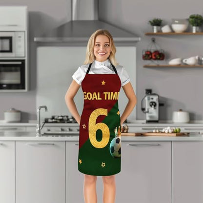 Manfei Baseball Kids Kitchen Apron - color: Red Green Golden