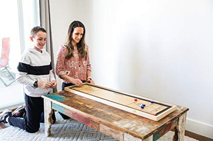 Yard Games Curling and Shuffleboard 2 in 1 Table Top Game with 8 Rolling Discs
