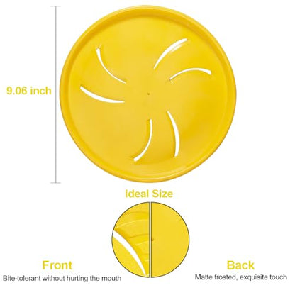 Indestructible Flying Discs, Interactive Dog Toy, Soft Lightweight Fetch Toys for Medium Large Dogs, Floats in Water & Safe on Teeth, 9 inch(Large, Yellow) - color: Yellow, size: Large