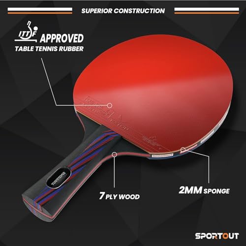 Sportout Ping Pong Paddles Sets-Portable Table Tennis Paddle withStorage Case Premium Table Tennis Racket for Indoor & Outdoor Games