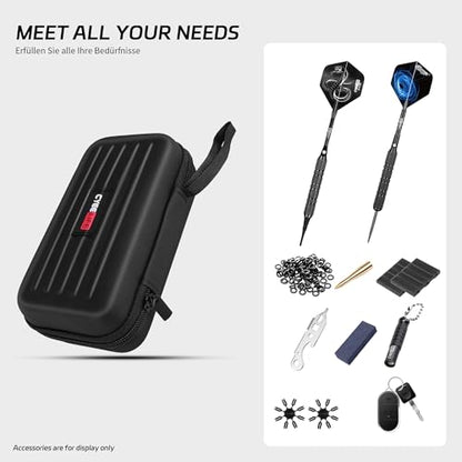 CyeeLife Dart Case - Carrying Case for Steel or Soft Tip Darts, Holds 3 Darts and Extra Accessories, Built-In Storage Tubes and Pockets for Flights, Tips, Shafts
