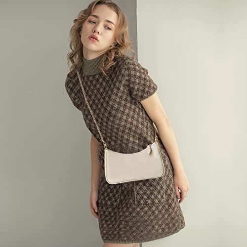 VODIU Clutch Tote Handbags with 2 Removable Straps and Zipper Closure Crossbody Bags Shoulder Purse Handbag for Women - color: Beige