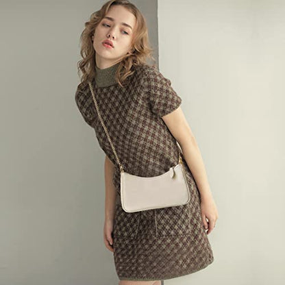 VODIU Clutch Tote Handbags with 2 Removable Straps and Zipper Closure Crossbody Bags Shoulder Purse Handbag for Women - color: Beige