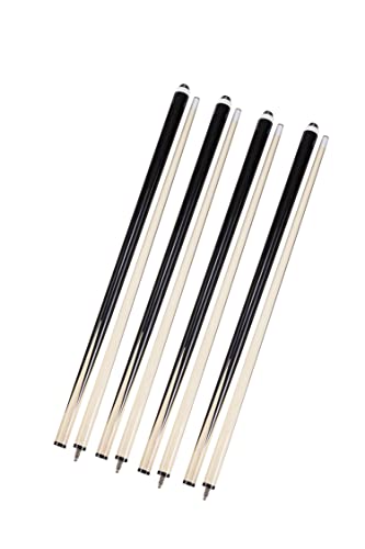 Pool Cue Sticks 58" Wooden Billiard Cues with 13mm Leather Tip 18oz 19oz Set of 4 Durable Hard Wood 2-Piece Pool Sticks for House & Bar Use Begginers or Professional