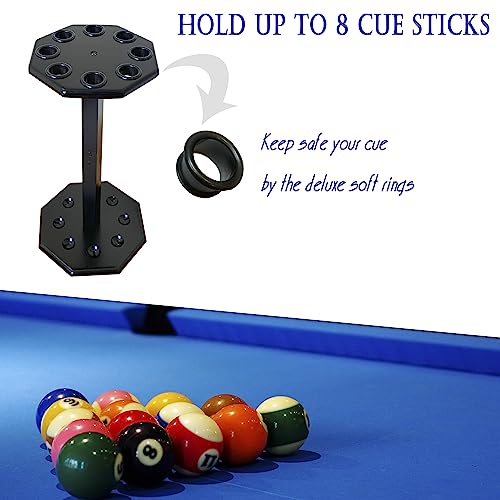 Freestanding Billiard Cue Rack, Pool Table Accessories Hold 8 Cues, Pool Cue Stick Holder, Wooden Floor Stand Pool Cue Holder for Billiard Game Room (Black) - color: Black