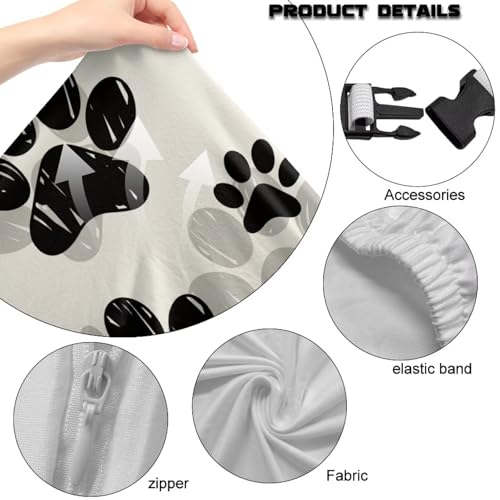 Black Paw Print Gaming Chair Cover Set of 4 Non Slip Breathable Game Chair Cover for Anti Cat Scratch Protection of Computer Gamer Chairs Slipcovers Office Rotating Armchair Protector Covers - color: Black Paw Print