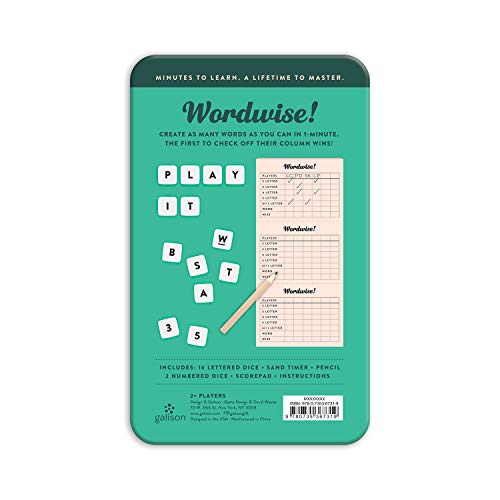 Galison Wordwise! Dice Game – Fun Dice Game for Kids, Easy to Play Family Game for 2+ Players, for Ages 8+ – Convenient Storage Tin and Instructions Included, Great Learning Activity for Kids - style: Wordwise