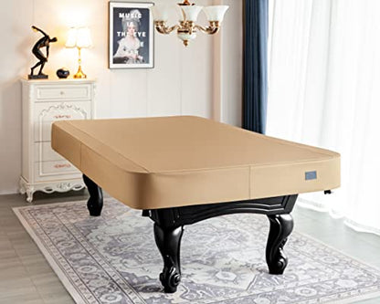 Heavy Duty Leatherette Billiard Pool Table Cover, Waterproof & Tearproof Cover for Pool Table 7/8/9FT (Wheat Brown, 8FT-(100"LX 56"WX 8“H)) - color: Wheat Brown, size: 8FT-(100"LX 56"WX 8“H)