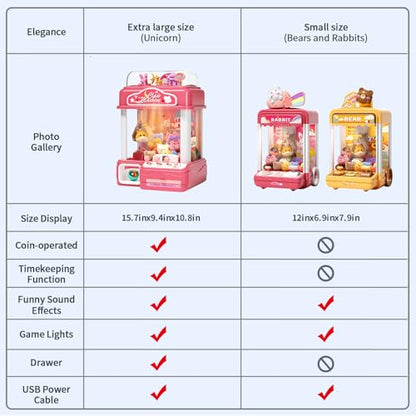 55 PCS Large Kids Claw Machine, Candy Vending Grabber, Prize Dispenser Toys for Girls Boys with Lights Sound, Electronic Claw Game Machine Toys for 3 4 5 6 7 8 Years Old Girls