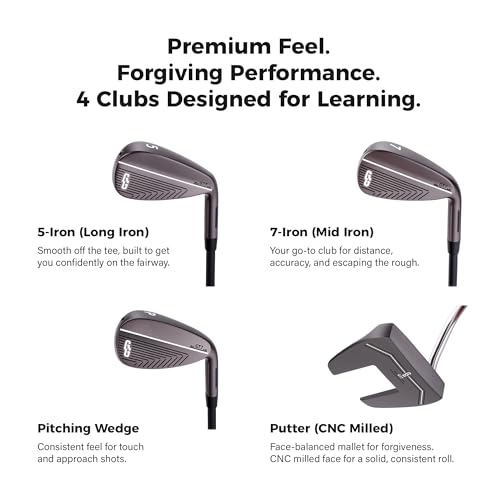 Golf Club Set - Starter Golf Clubs for Men with Sunday Stand Bag - 5-Piece Game Improvement Irons Set Including 5i, 7i, PW, Putter, and Bag. Premium 431 Stainless Steel, Hollow Body Design - color: Black