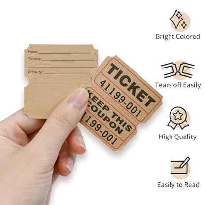 L LIKED Raffle Tickets Double Rolls 1000 Per Roll 50/50 Raffle Tickets for Events,Carnivals, Entry, Class Reward, Prizes(Kraft) - color: 1000 Kraft