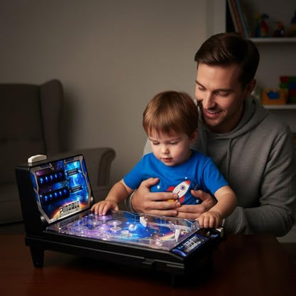 Classic Pinball Machine for Kids, Compact Tabletop Toy with Light, Retro Fun Pinball Game, Action and Reflex Arcade Game, for Children and familiy