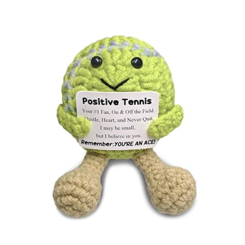 Handmade Tennis Decor - Inspirational & Funny Crochet for Tennis Lovers,Emotional Support Gift for Players,Coaches,Best Friends & Team Mates,Home Decor with Champion Mindset Quotes - color: Tennis