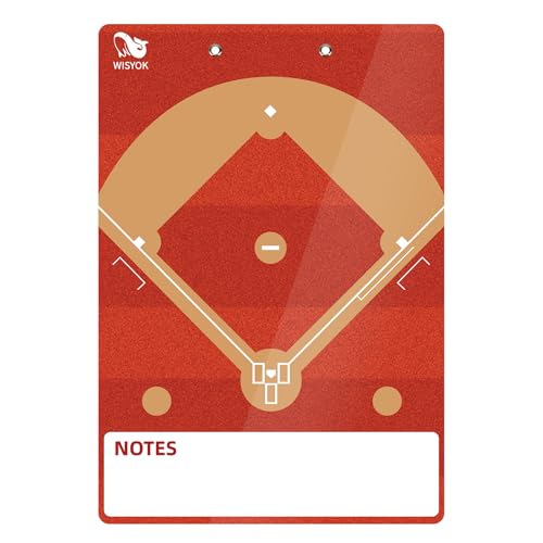 WISYOK Double-Sided Dry Erase Baseball Clipboard for Coaches, Baseball Coaching Lineup Board with Marker Red - style: Baseball Red