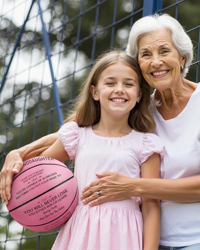 KAAYEE Engraved Basketball for Grandson, Engraved Basketball for Son from Mom Dad, Personalized 29.5" Basketballs Gifts, Custom Christmas Birthday Graduation Back to School Gift for Son from Mom Dad - color: Pink-to Granddaughter