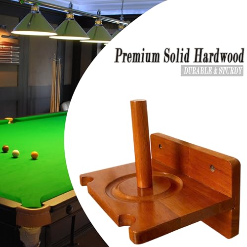 Pool Cue Stick Claw Holder Hold 2 Billiard Cues, Cone Chalk Holder with Ball Rack Wall Mount, Pool Stick Holder Storage Accessories (Oak) - color: Oak