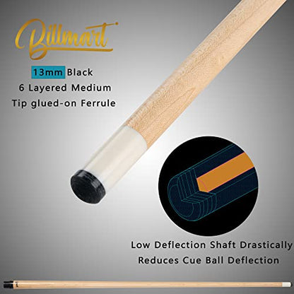 Billmart Pool Cue Stick, Low Deflection Shaft Billiard Cue Sticks with Hard Case, Pool Table Sticks Queue, 19-21 oz Pool Que - color: Black, size: 20 oz