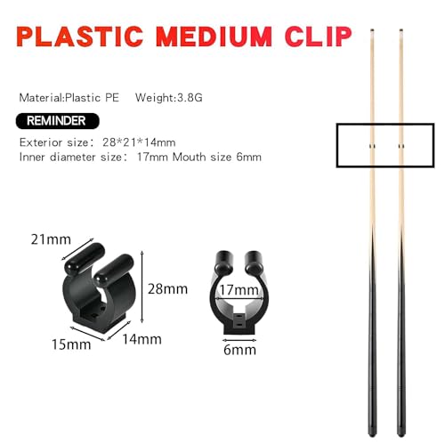 Pool Cue Holder Clamps(Include Screws), Billiards Snooker Cue Locating Clip Holder Regular Fishing Rod Storage Clips Black for Pool Cue Racks Include Screws (Medium) - size: Medium