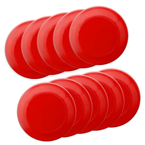 DISCOUNT PROMOS Frisbee Flying Discs in Bulk, 9.25 in. Fun Family Beach Game - color: Blank - Red, size: 10 flying discs