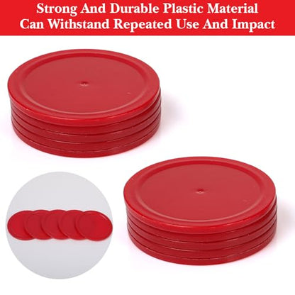JJUNW 10PCS Mini Air Hockey Table Pucks, 2.5 in Air Hockey Puck Replacement, Durable Puck and Paddles Game Tables Accessories Compatible with Standard Pushers and Goals - color: red