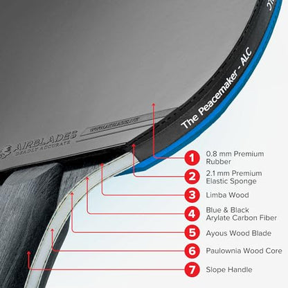The Peace Maker ALC - Professional Ping Pong Paddle - Carbon Fiber Table Tennis Racket Producing Maximum Spin & Control for All Levels - Hard Carry Case & Ergonomic Handle. - style: Boys