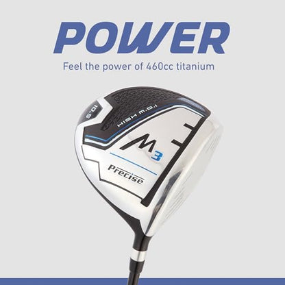 Precise M3 Men’s 14-Piece Golf Set – 460cc Driver, Wood, Hybrid, 6-PW Irons, Putter, Stand Bag, 3 Headcovers and Cover - RH - size: Blue - Petite Size -1"