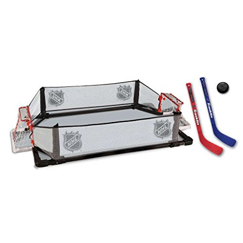 Franklin Sports Kids Knee Hockey Rink Game Set - Indoor Mini Hockey Goals + Kids Sticks Set for Floor + Rug - 36" x 24"